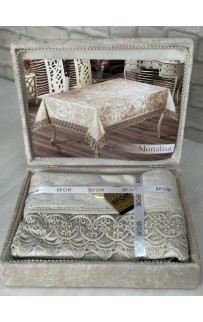 Скатерть EFOR MONALISA 160*220 в сундучке - капучино CAPI