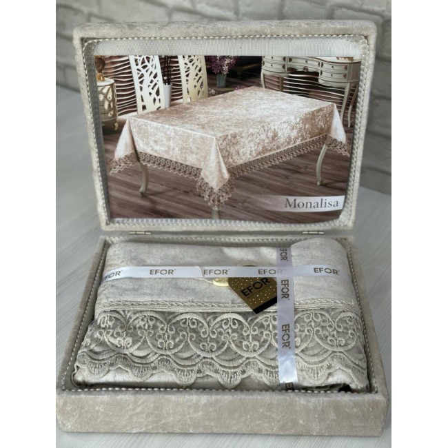 Скатерть EFOR MONALISA 160*220 в сундучке - капучино CAPI
