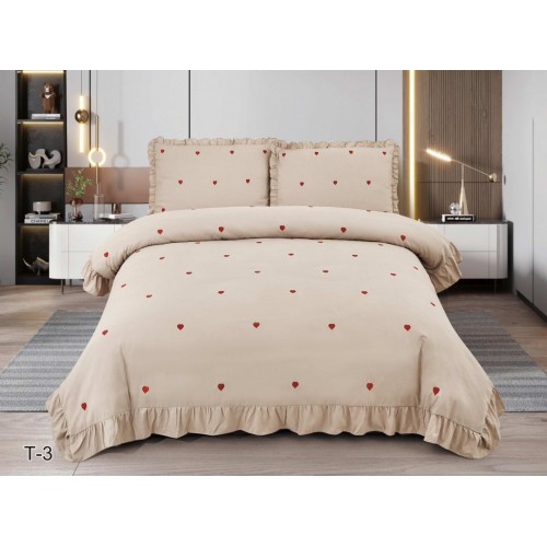 КПБ EFOR COTTONI с вышивкой "сердце" (Т-3), евро