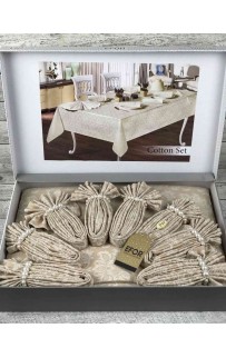 Скатерть EFOR COTTON SET 160*220 прямоугольная кофейный
