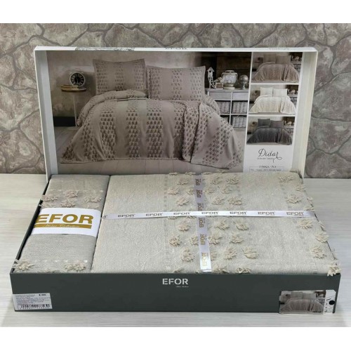 Покрывало EFOR Pique Bedspread DIDAR (240*260) с наволочками серый GRI
