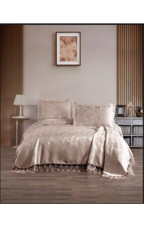 Покрывало EFOR Pique Bedspread AKAY (240*260) с наволочками темно-кремовый TAS
