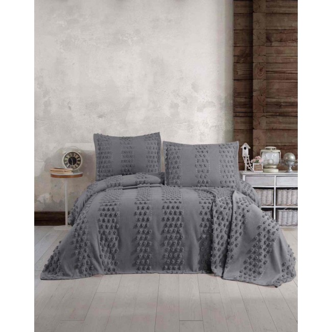 Покрывало EFOR Pique Bedspread DIDAR (240*260) с наволочками антрацит ANTRASIT
