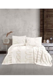 Покрывало EFOR Pique Bedspread DUHAN (240*260) с наволочками кремовый KREM