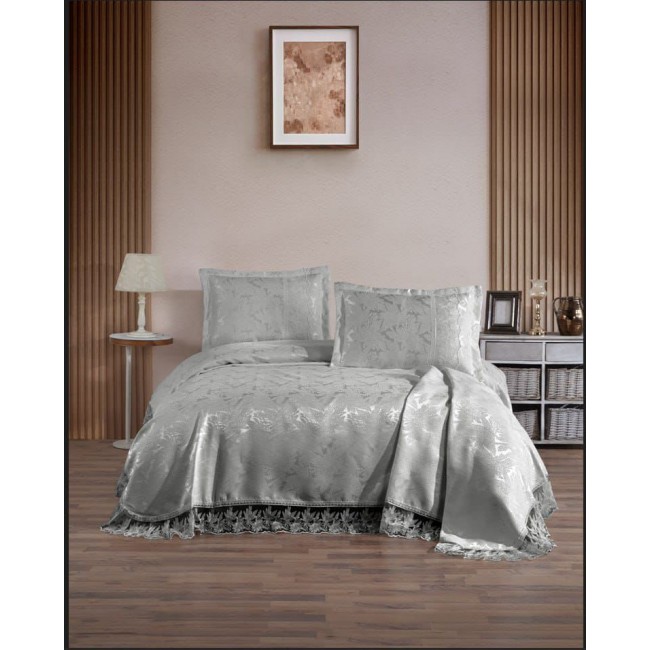 Покрывало EFOR Pique Bedspread AKAY (240*260) с наволочками серый GRI