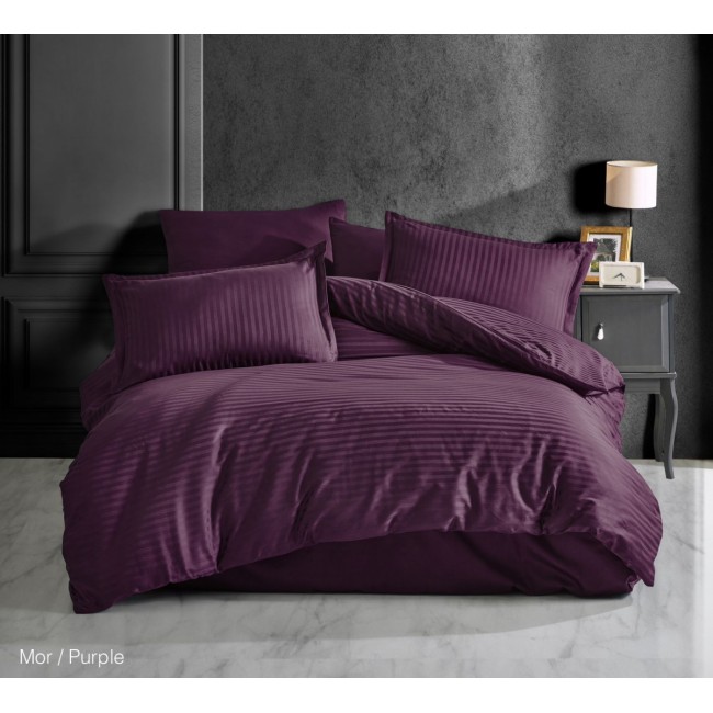КПБ Clasy Satin Gizgili (DUZ RENK MOR) евро