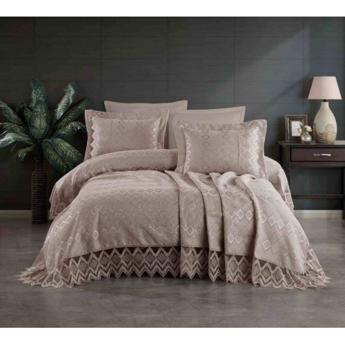 Покрывало EFOR Pique Bedspread NEVA (240*260) с наволочками темно-кремовый TAS