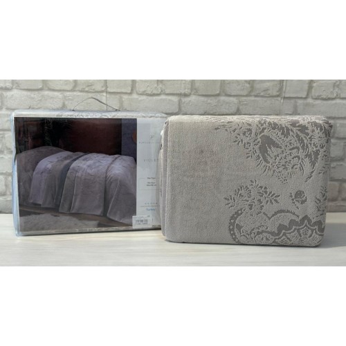 Покрывало PUPILLA VIOLET 180*240 махра/жаккард (хлопок) кофейный KAHVE