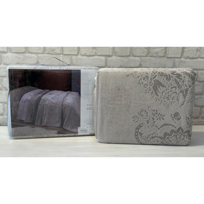 Покрывало PUPILLA VIOLET 180*240 махра/жаккард (хлопок) кофейный KAHVE