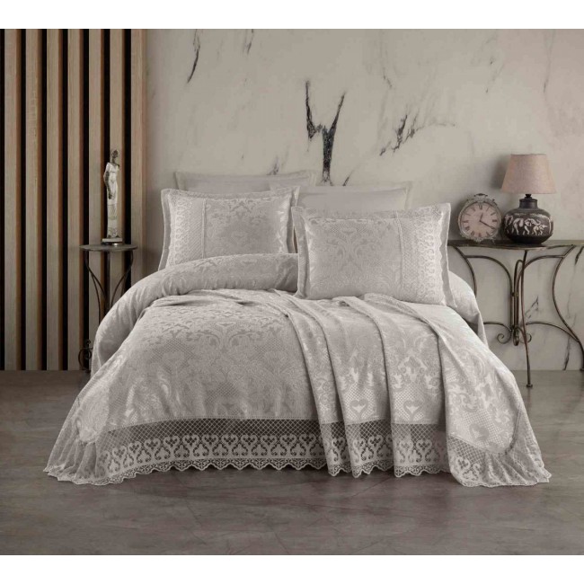 Покрывало EFOR Pique Bedspread MERYEM (240*260) с наволочками серый GRI
