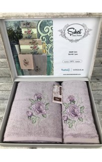 Набор полотенец SIKEL из 2-х предметов (50*90 и 70*140) GUL NAKIS LILA лиловый
