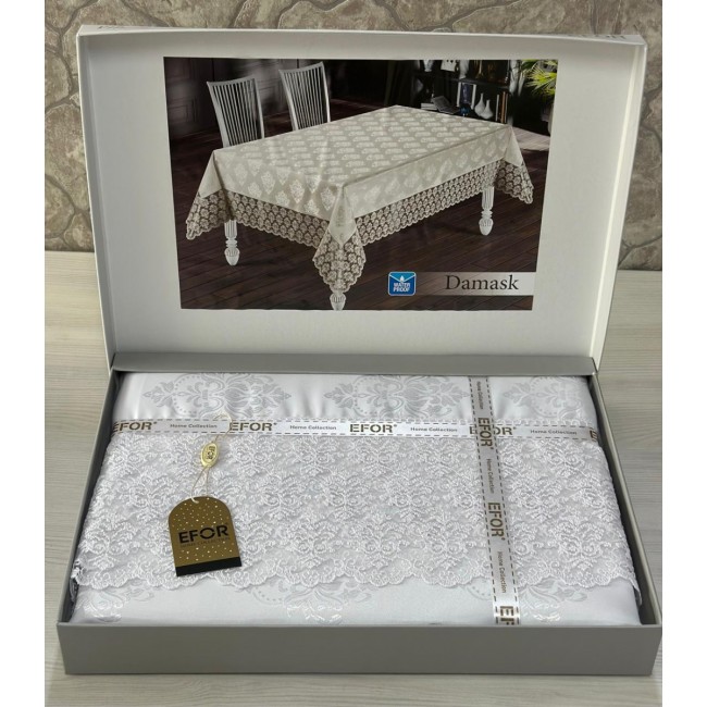 Скатерть EFOR DAMASK 160*220 гипюр белый BEYAZ