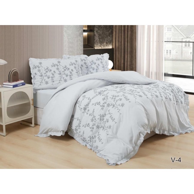 КПБ EFOR COTTONI с вышивкой "цветы" (V-4), евро