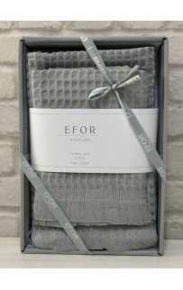 Набор вафельных полотенец EFOR из 2-х предметов (50*90 и 70*140) WAFFLE серый GRI коробка