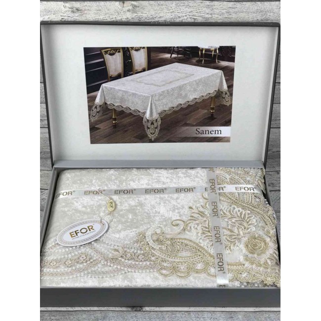 Скатерть EFOR SANEM 160*220 прямоугольная крем Скатерть EFOR SANEM 160*220 прямоугольная крем
