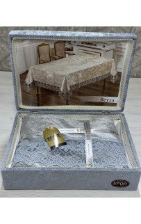 Скатерть EFOR BEYZA 160*220 в сундучке прямоугольник серый GRI