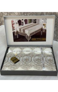 Скатерть EFOR NONA V1 GARDENYA 160*220 прямоугольная крем KREM