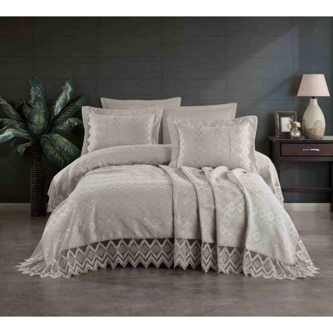 Покрывало EFOR Pique Bedspread NEVA (240*260) с наволочками серый GRI