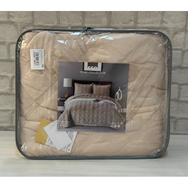 Покрывало ПВХ велюр (220*240) без наволочек светло-капучино ACIK CAPUCINO