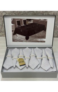 Скатерть EFOR ESTER 160*220 8 салф ранер серый GRI