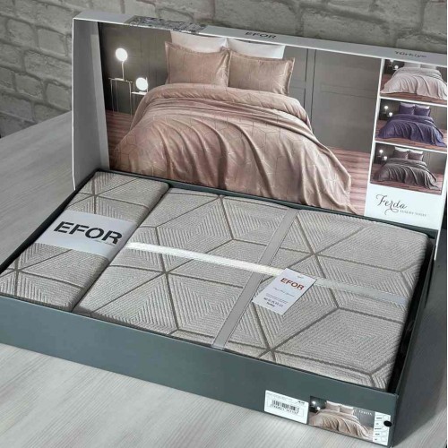 Покрывало EFOR Pique Bedspread FERDA (240*260) с наволочками серый GRI