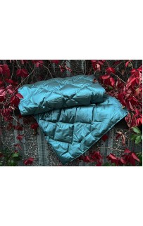 Дорожный плед-пончо пуховый Travel Cape Plaid Grass Aqua 130х170