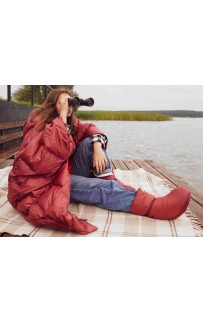 Дорожный плед-пончо пуховый Travel Cape Plaid Grass MARSALA 130х170