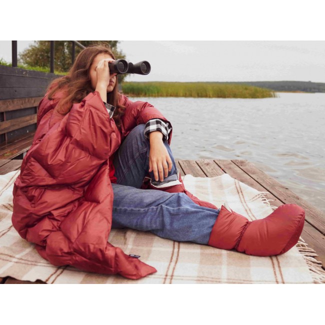 Дорожный плед-пончо пуховый Travel Cape Plaid Grass MARSALA 130х170