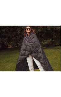 Дорожный плед-пончо пуховый Travel Cape Plaid Grass  Graphite  130х170