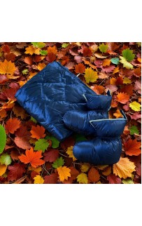 Дорожный плед-пончо пуховый Travel Cape Plaid Grass Navy 130х170