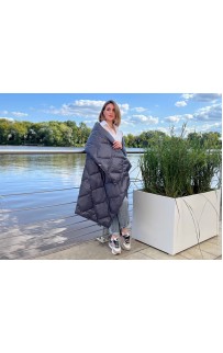 Дорожный плед-пончо пуховый Travel Cape Plaid Grass  INDIGO 130х170