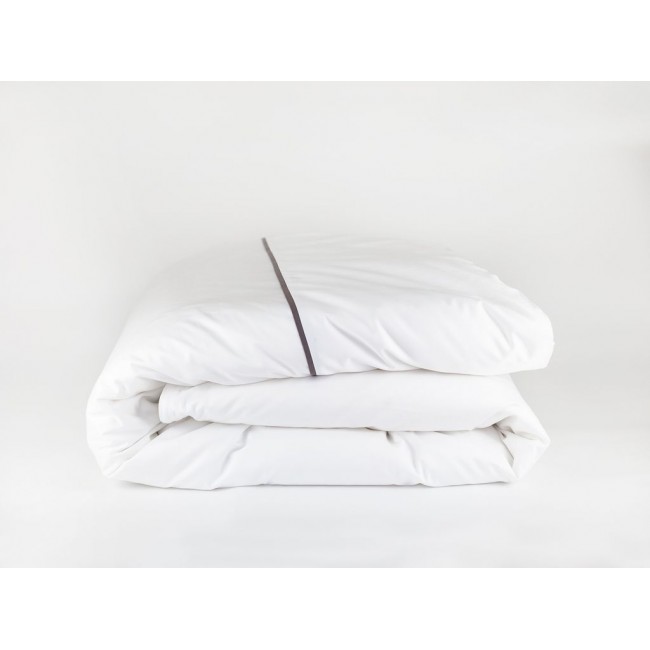 Пододеяльник "НОБИЛИС" белый с серой узкой отделкой 200x220, GERMAN GRASS