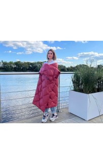Дорожный плед-пончо пуховый Travel Cape Plaid Grass MARSALA 130х170