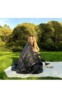 Дорожный плед-подушка пуховый черный 140x200, GERMAN GRASS