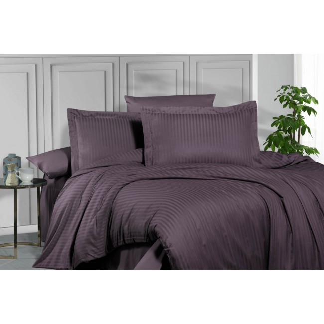Постельное белье "Карвен" Stripe Satin евро N 163-SS 011 k.murdum/т.лиловый