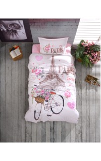 Постельное белье "Карвен" YOUNG STYLE ранфорс 1,5 спальн.Paris Love Pink v-1