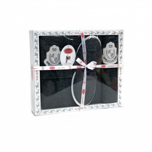 Набор для сауны KARVEN мужской махра (75*150/50*90+тапки) B355(V-1)-10 antrasit/т.серый