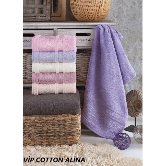 Полотенце Карвен Vip Cotton "ALINA" 80*150 6шт.махра H 3284