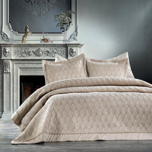 Комплект ZEBRA "LEAF" c наволочками евро 3 предмета бежевый (Акция)