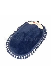 Набор ковриков для ванной Карвен POST DOKUMA OVAL SACAKLI/мех с бахрамой 50*60-60*100 KV 413 indigo/индиго