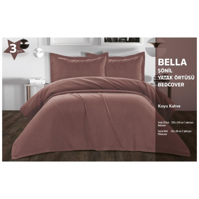 Покрывало KARVEN "BELLA" c наволочками евро 3 пр (230*240 / 50*70) Y 935 Kahve/кофейный (Акция)