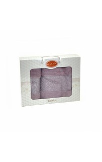 Набор полотенец Карвен "PINK DAMAKS" махра 50*90/70*140 HS 1697 v4 св.лиловый(акция)