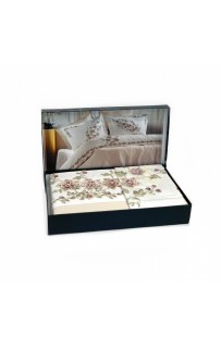 Постельное белье Zebra casa сатин с вышивкой евро N168 AZUR capp/bordo