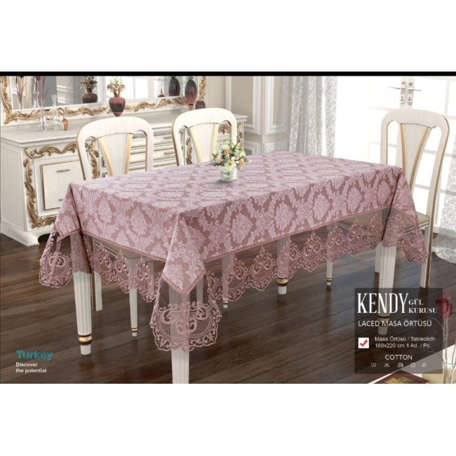 Скатерть Карвен "KENDY" 160*220 с гипюром М 784 gulkurusu/сухая роза