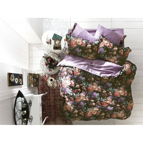 N049 Постельное белье Zebra шелк/сатин-жатка евро (Paola lila) (Акция)