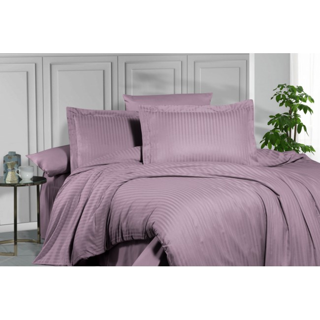 Постельное белье "Карвен" Stripe Satin евро N 163-SS 010 murdum/лиловый