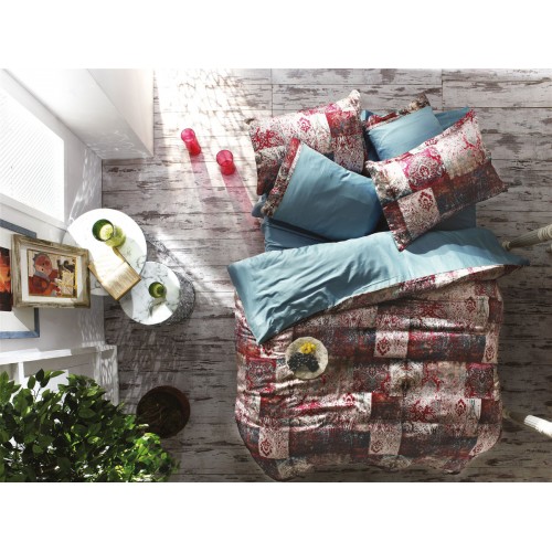 N049 Постельное белье Zebra шелк/сатин-жатка евро (Simena turkuaz) (Акция)