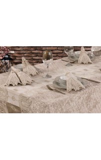 Скатерть Карвен "DATE"160*300 велюр с кружевом M 791 cappuccino/капучино