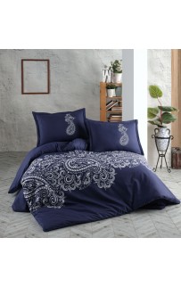 Постельное белье "Карвен" ранфорс евро Nilla Navy Blue v-1