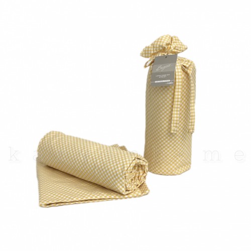 Простынь Sarev Bazaar "LEVA"на резинке+1 наволочка "FITTED CARSAF SETI" 1.5 сп поплин 100*200+30см P 939 v5 sari/желтый